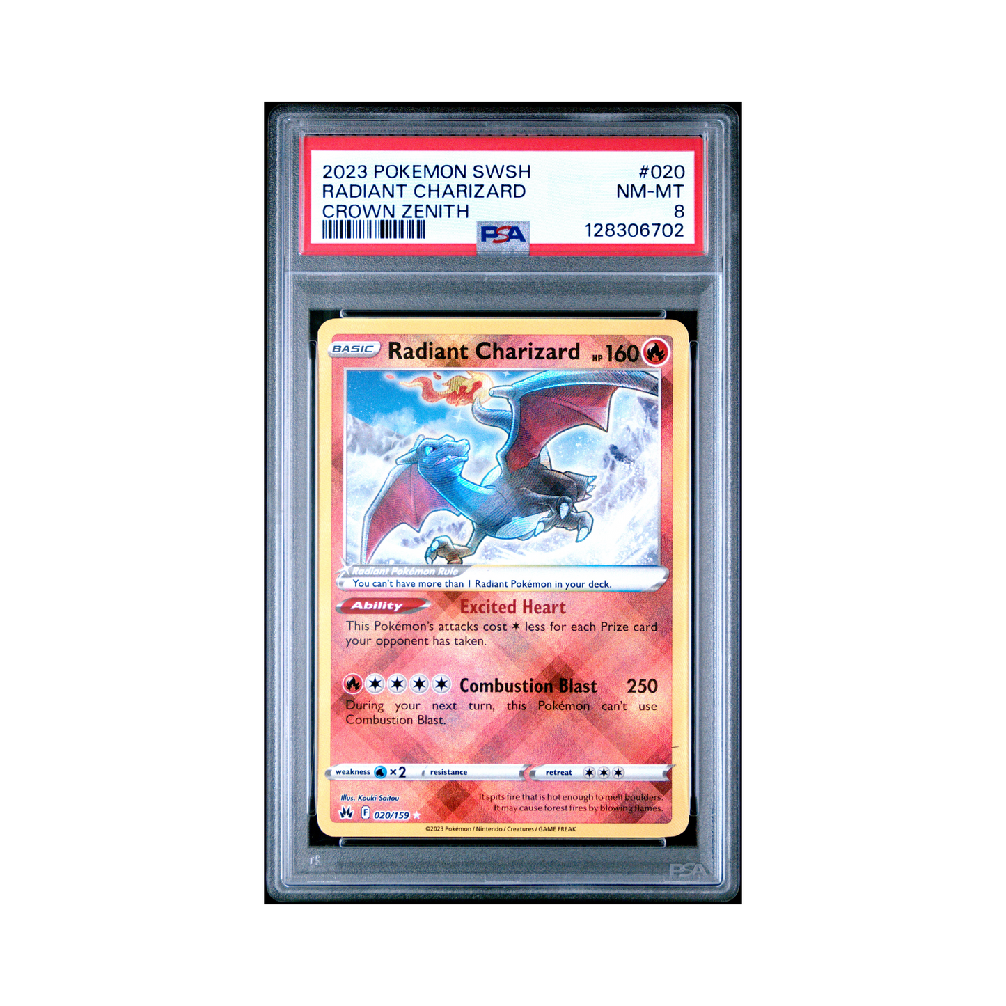 2023 Pokémon Sword And Shield Crown Zenith Radiant Charizard #020 PSA 8