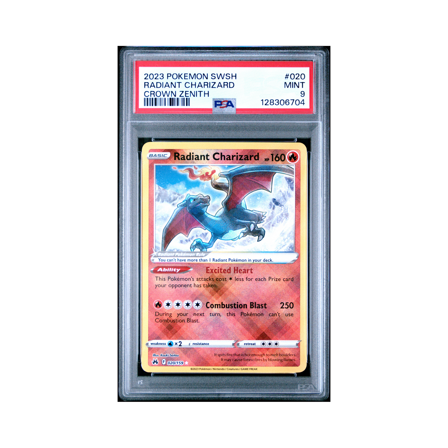 2023 Pokémon Sword And Shield Crown Zenith Radiant Charizard #020 PSA 9