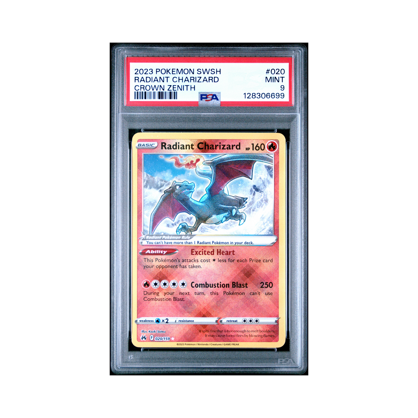 2023 Pokémon Sword And Shield Crown Zenith Radiant Charizard #020 PSA 9