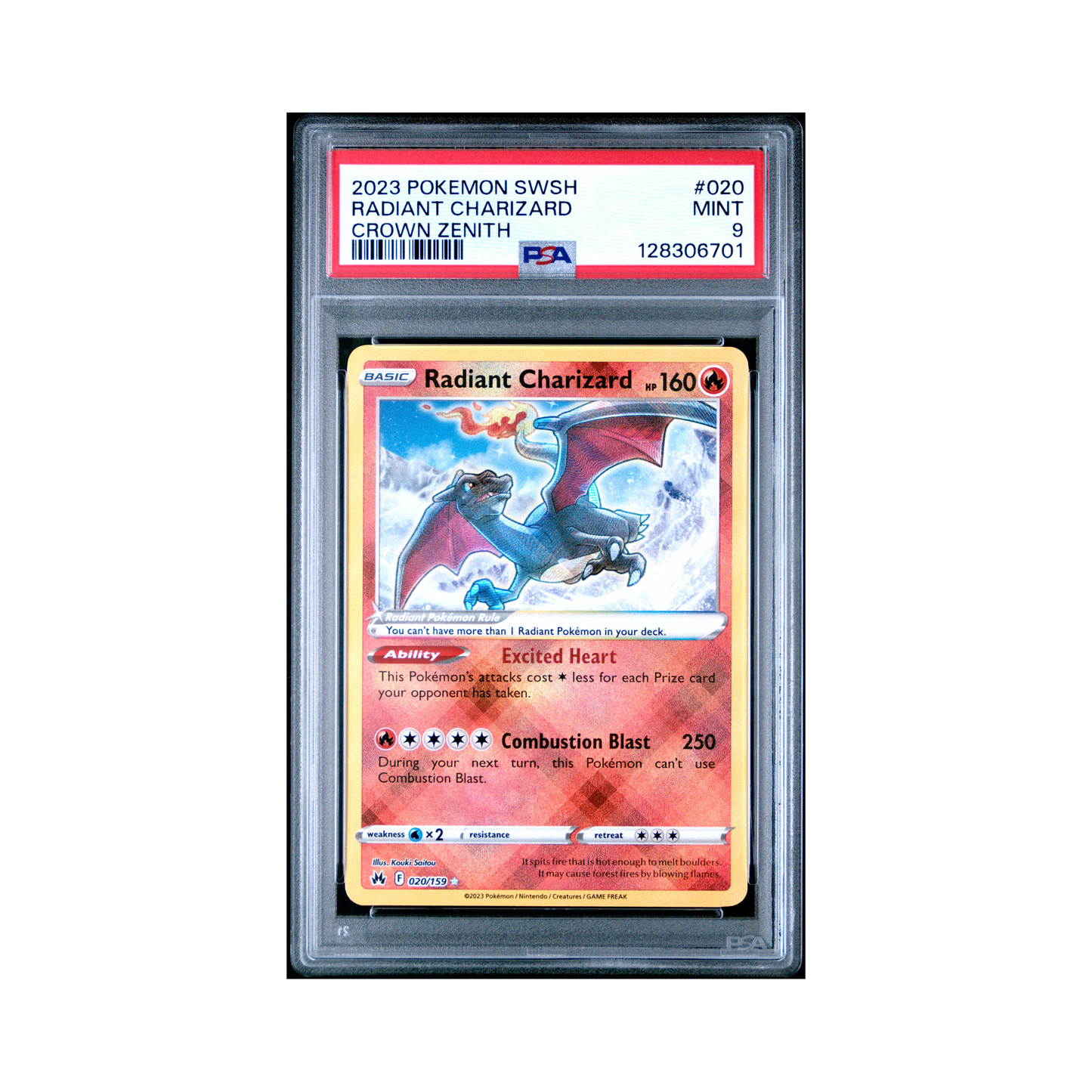2023 Pokémon Sword And Shield Crown Zenith Radiant Charizard #020 PSA 9