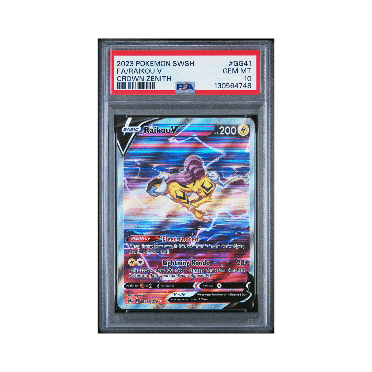 2023 Pokemon Sword And Shield Crown Zenith Raikou V #GG41 PSA 10