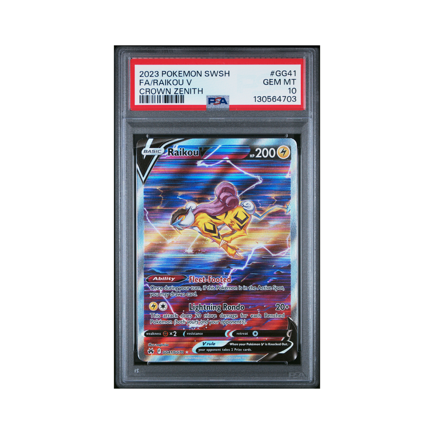 2023 Pokemon Sword And Shield Crown Zenith Raikou V #GG41 PSA 10