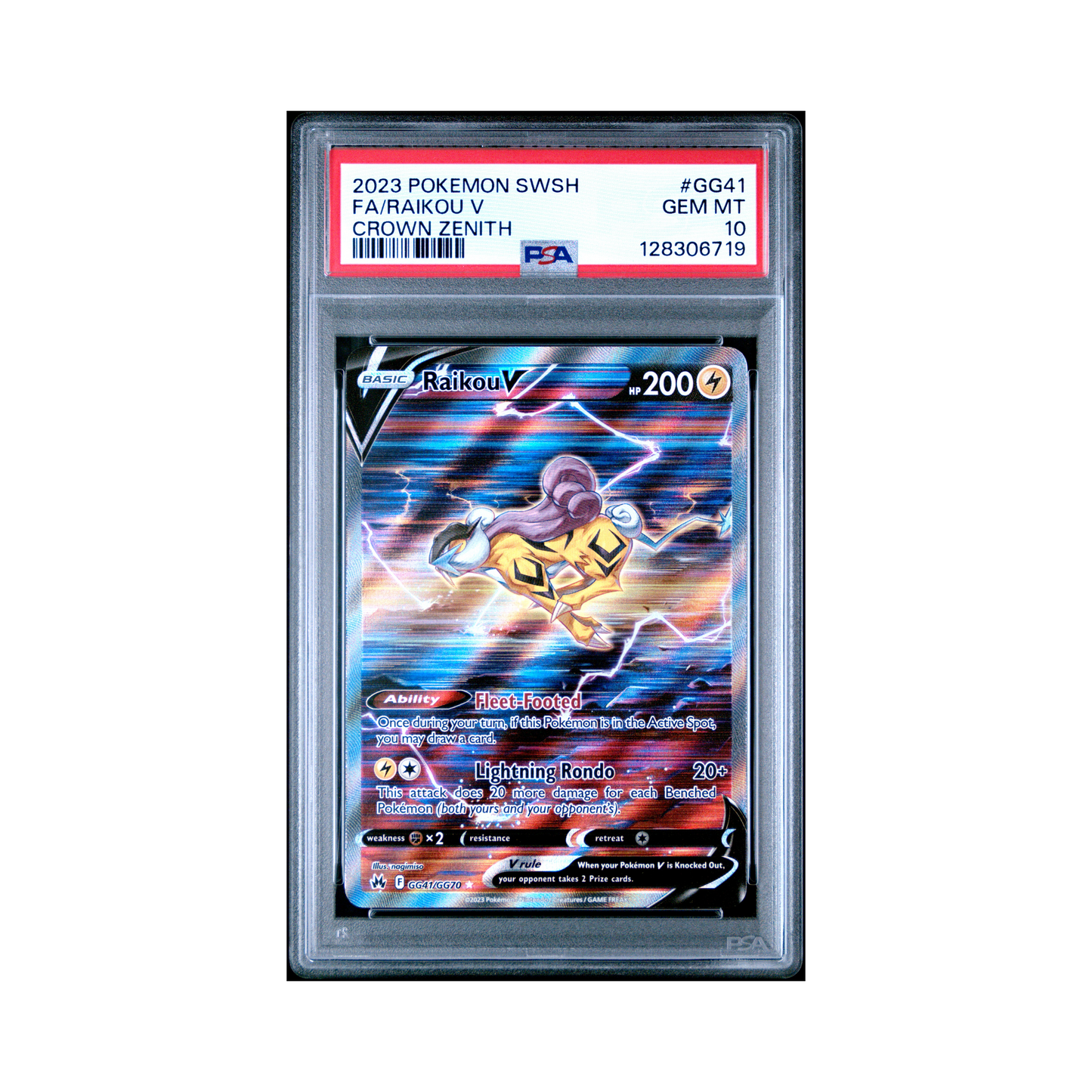 2023 Pokemon Sword And Shield Crown Zenith Raikou V #GG41 PSA 10
