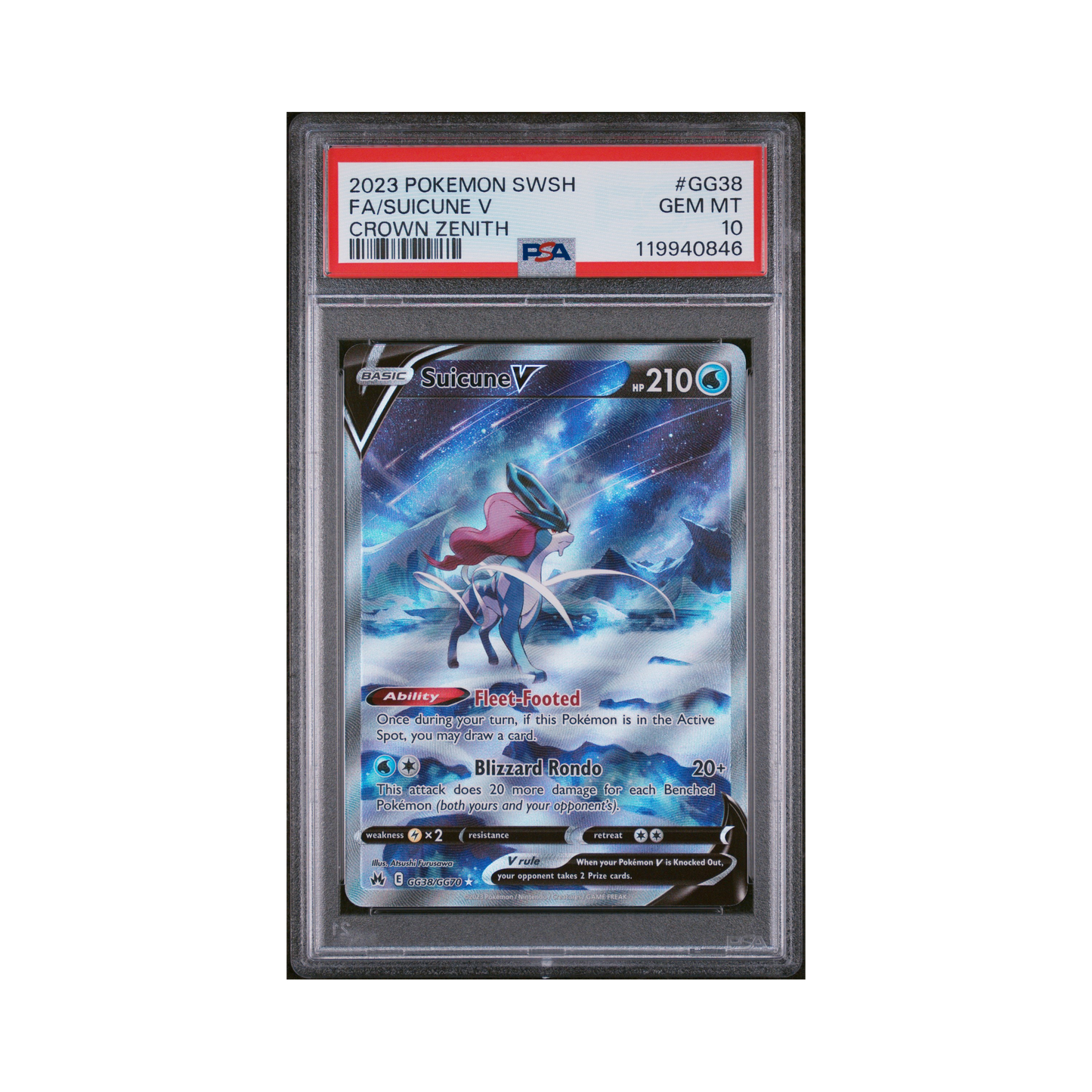 2023 Pokémon Sword And Shield Crown Zenith Suicune V #GG38 PSA 10
