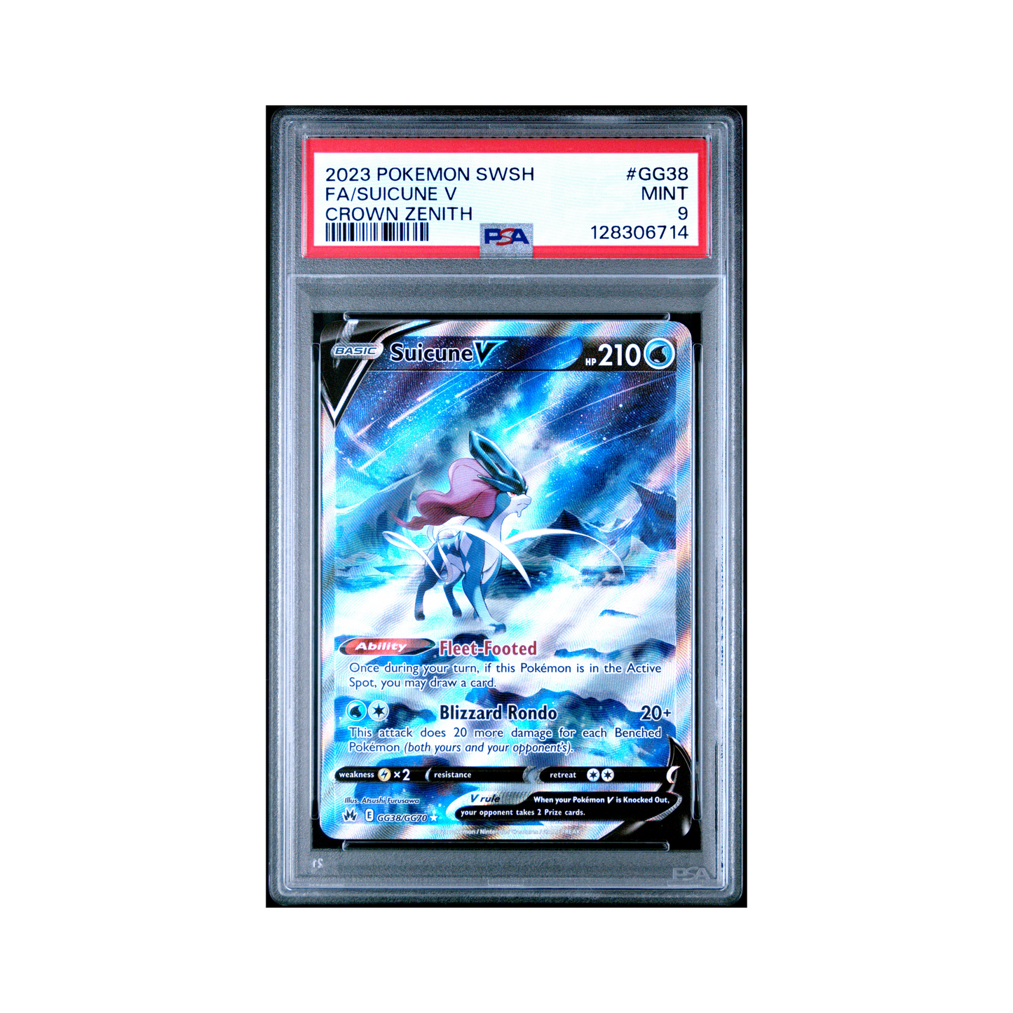 2023 Pokemon Sword And Shield Crown Zenith Suicune V #GG38 PSA 9