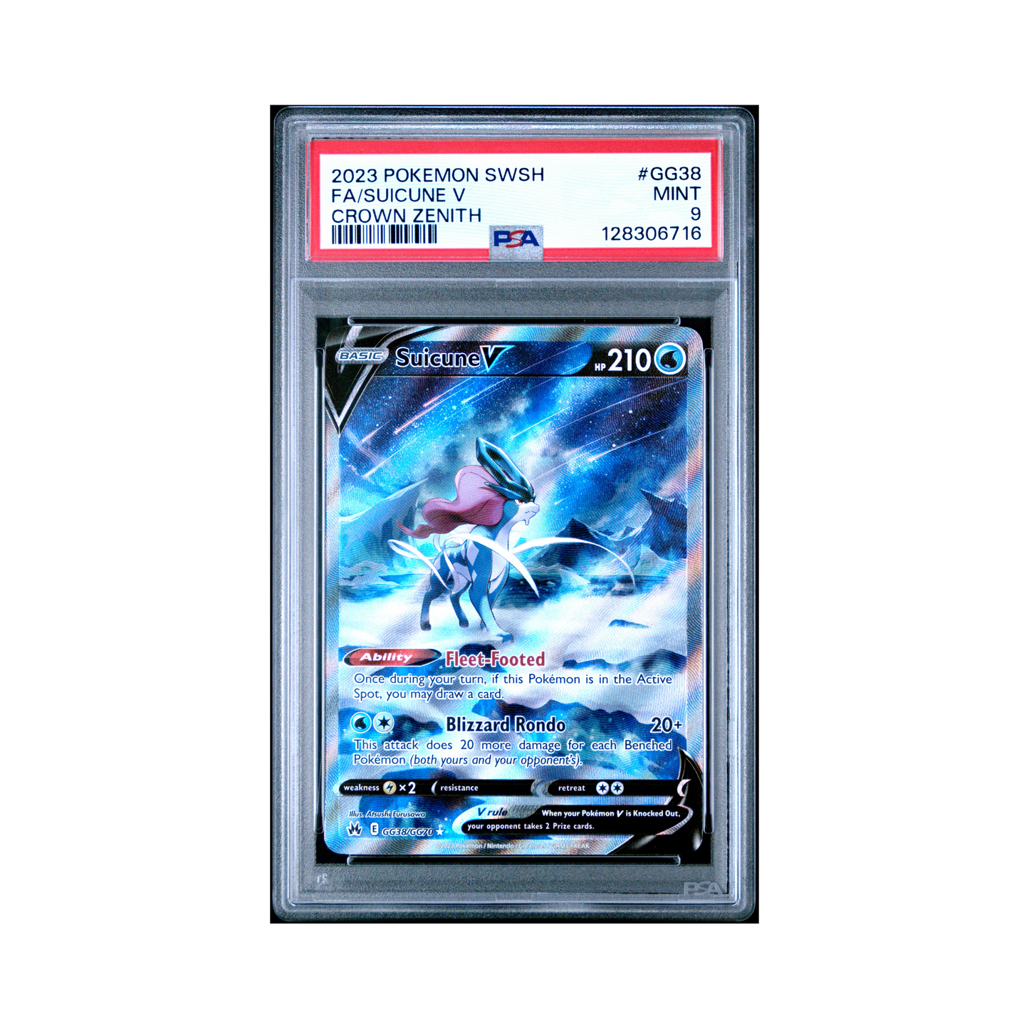 2023 Pokemon Sword And Shield Crown Zenith Suicune V #GG38 PSA 9