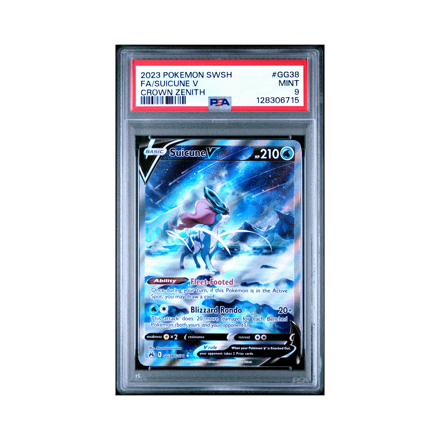2023 Pokemon Sword And Shield Crown Zenith Suicune V #GG38 PSA 9
