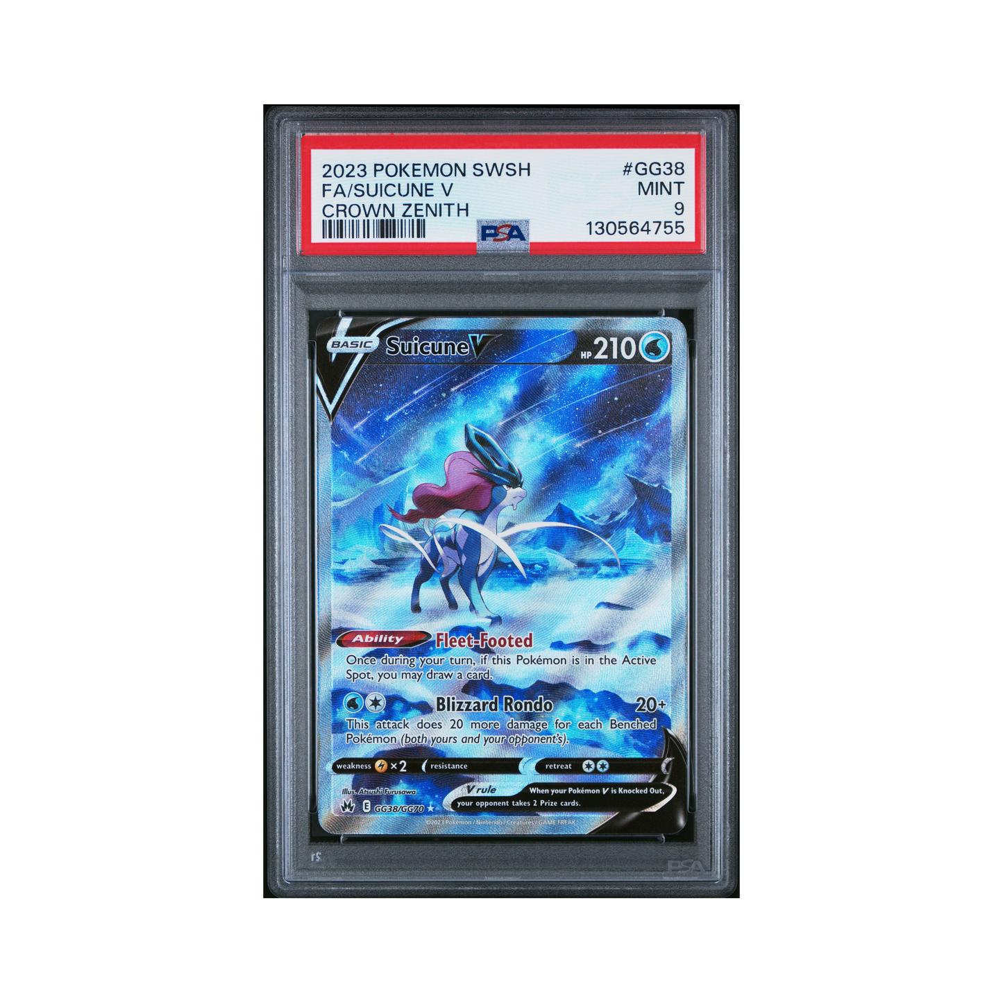2023 Pokemon Sword And Shield Crown Zenith Suicune V #GG38 PSA 9