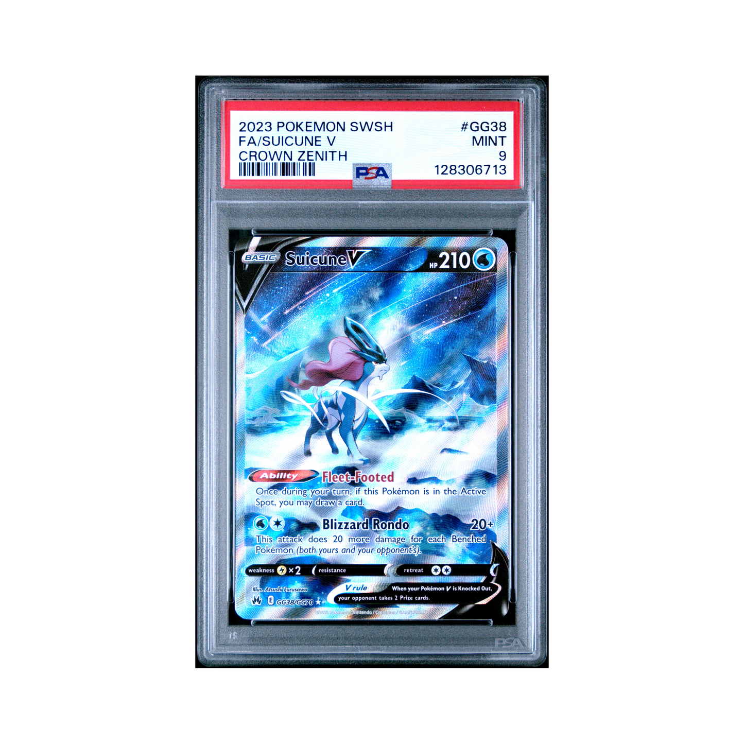 2023 Pokemon Sword And Shield Crown Zenith Suicune V #GG38 PSA 9
