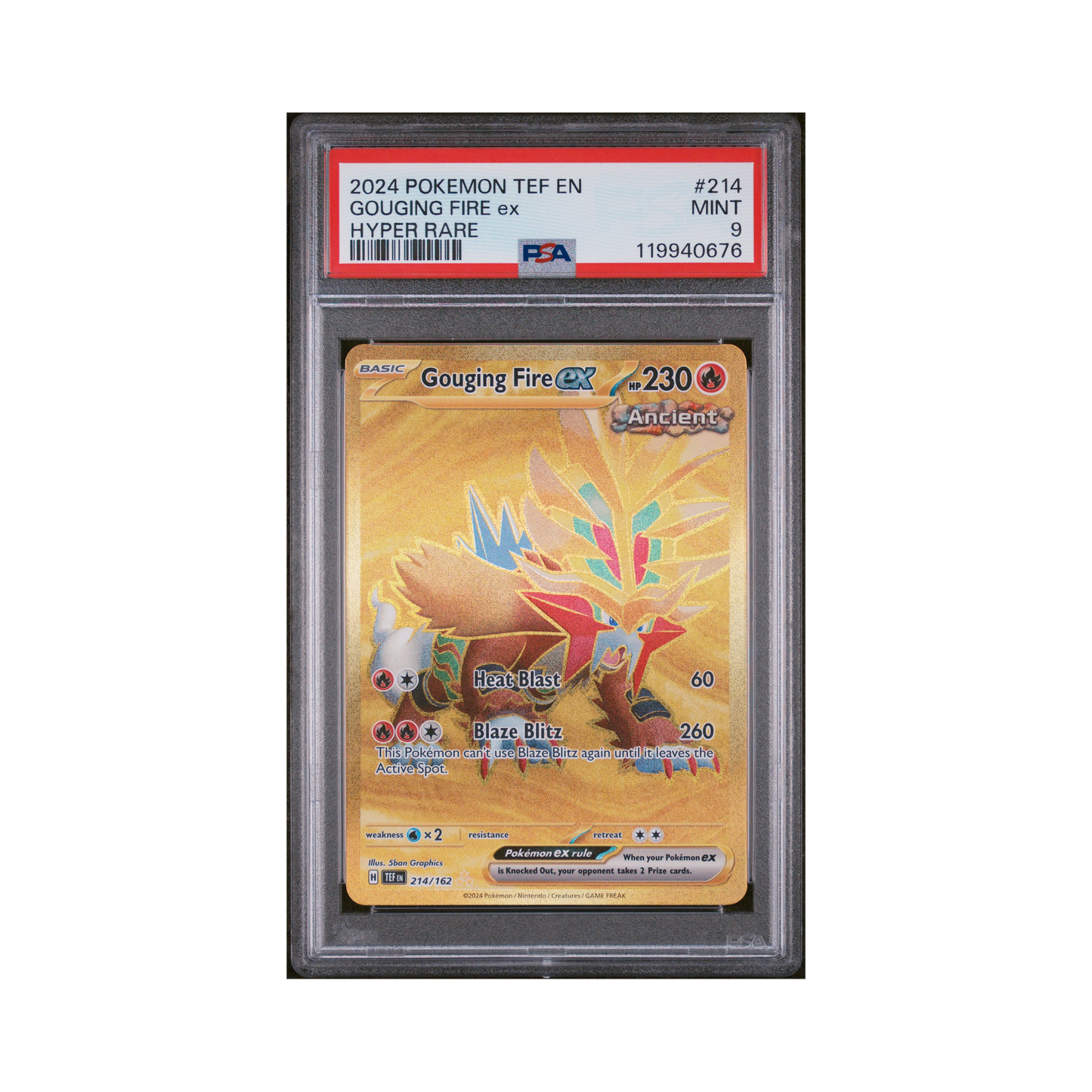 2024 Pokémon Tef Forces Gouging Fire EX #214 PSA 9