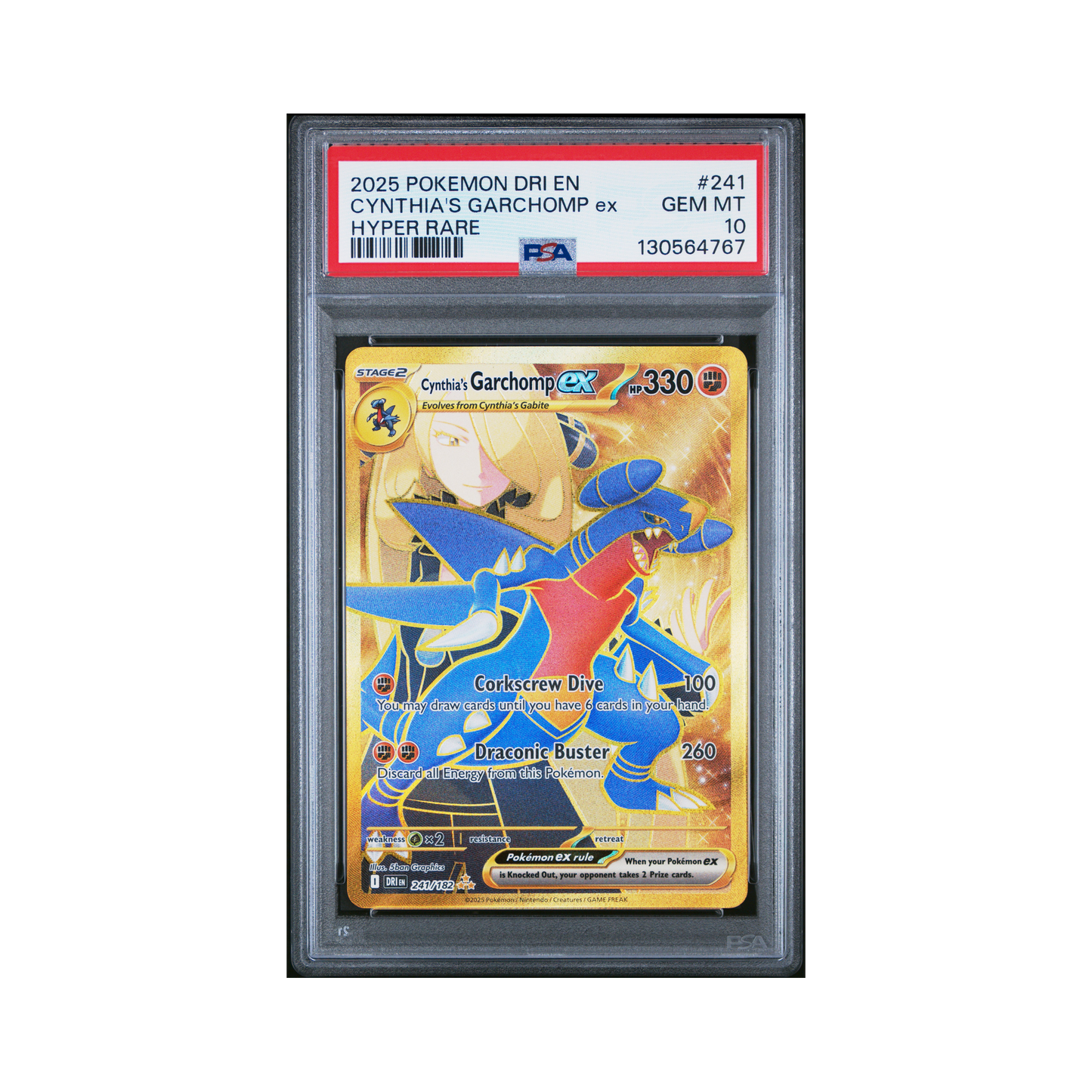 2025 Pokemon Dri Rivals Cynthia's Garchomp EX #241 PSA 10