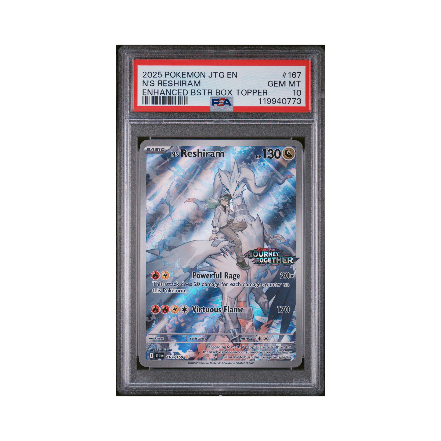 2025 Pokémon Journey Together N's Reshiram #167 PSA 10