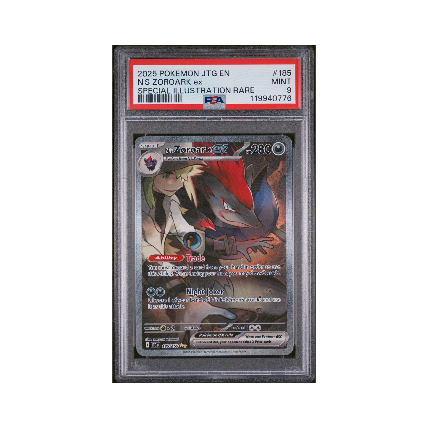 2025 Pokémon Journey Together N's Zoroark EX #185 PSA 9