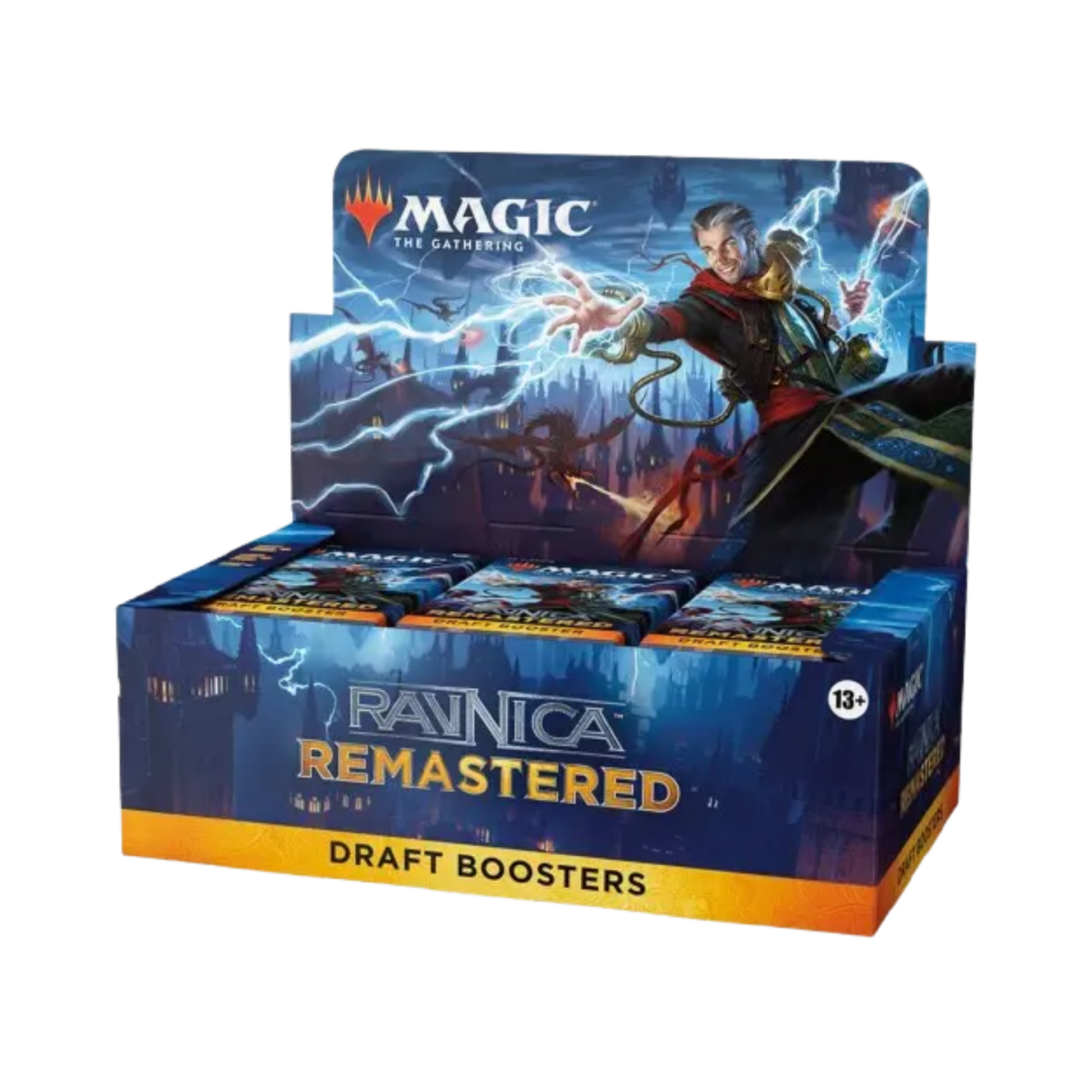 Sealed Magic: The Gathering Ravnica Remastered Draft Booster Box featuring 36 booster packs with guild-themed artwork