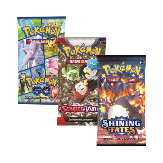 S&V Base, Pokemon GO, and Shining Fates Booster Pack Bundle