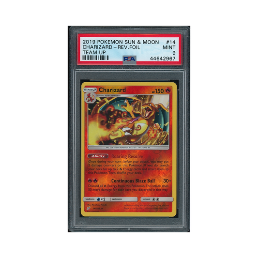 2019 Pokémon Sun & Moon Team Up Charizard(reverse Holo) #14 PSA 9