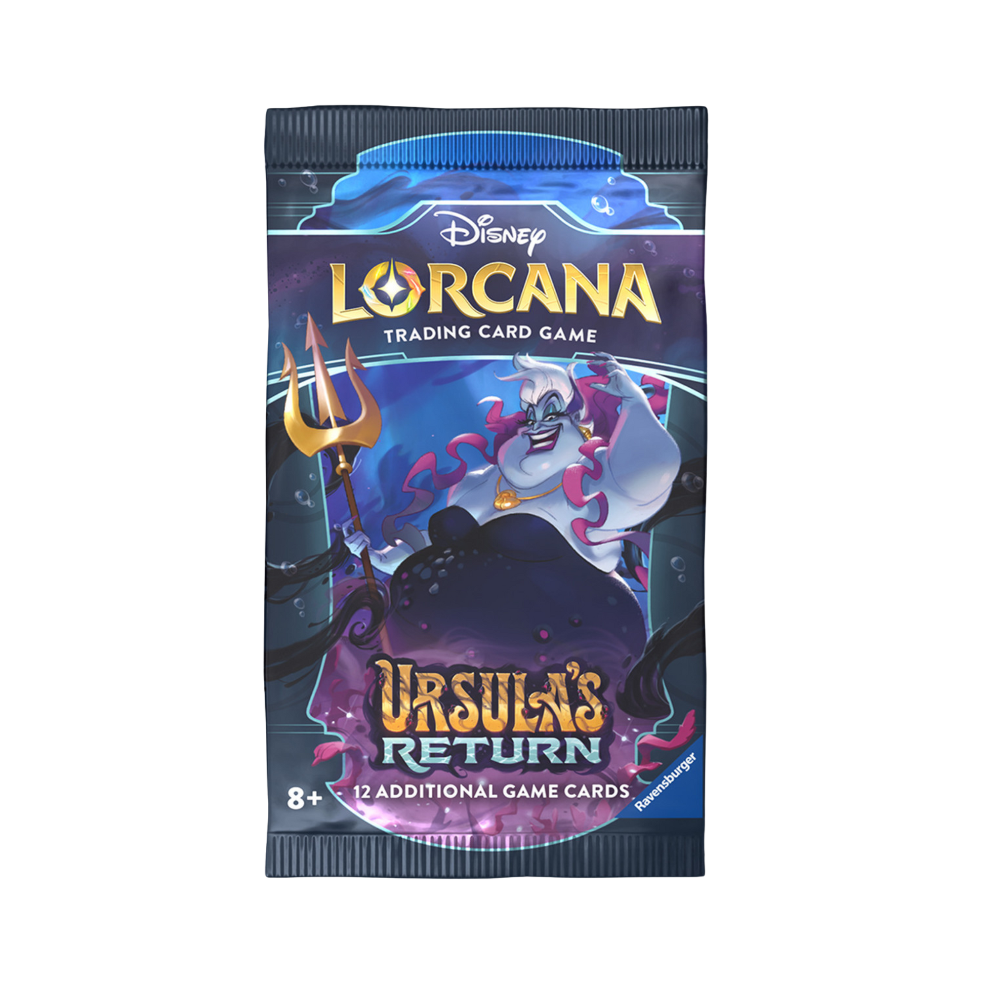 Sealed Disney Lorcana Ursula’s Return Booster Pack with 12 randomized cards featuring villain-themed artwork and expansion branding