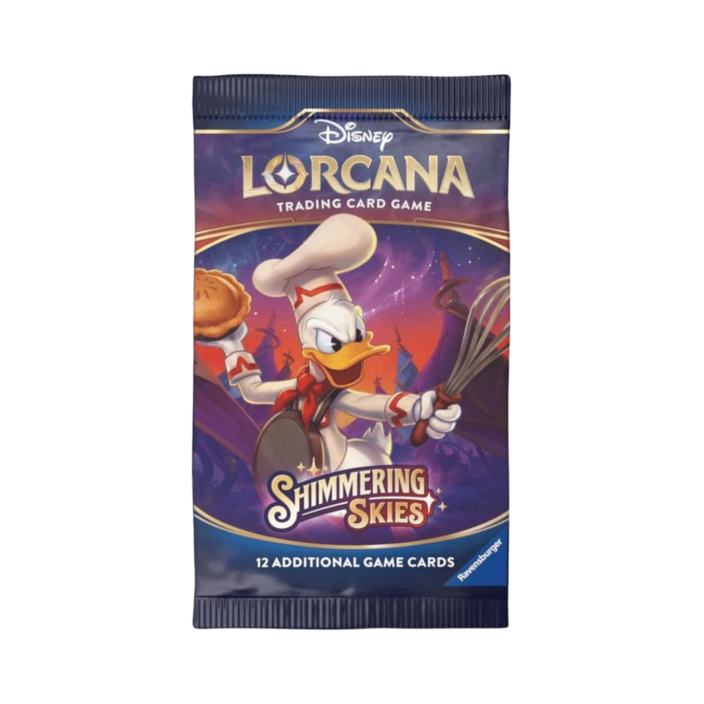 Sealed Disney Lorcana Shimmering Skies Booster Pack with 12 randomized cards in collectible expansion packaging