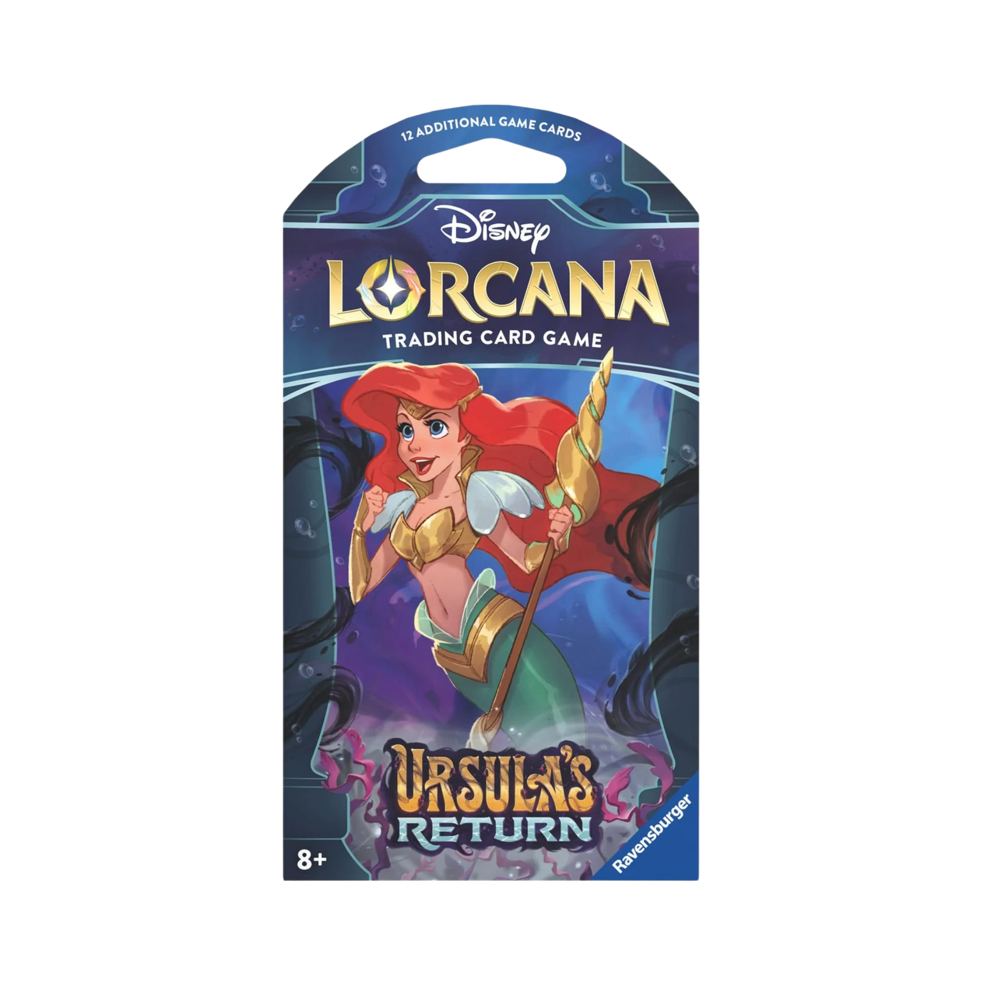 Sealed Disney Lorcana Ursula’s Return Sleeved Booster Pack with 12 cards in collectible villain-themed packaging
