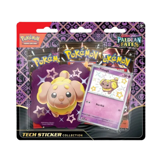 Sealed Pokémon Paldean Fates Tech Sticker Collection with 1 random artwork sheet for decorating tech accessories