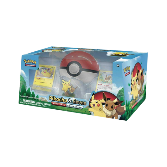 Sealed Pokémon Pikachu & Eevee Poké Ball Collection with foil promo cards, Poké Ball display, and 5 booster packs in collector box