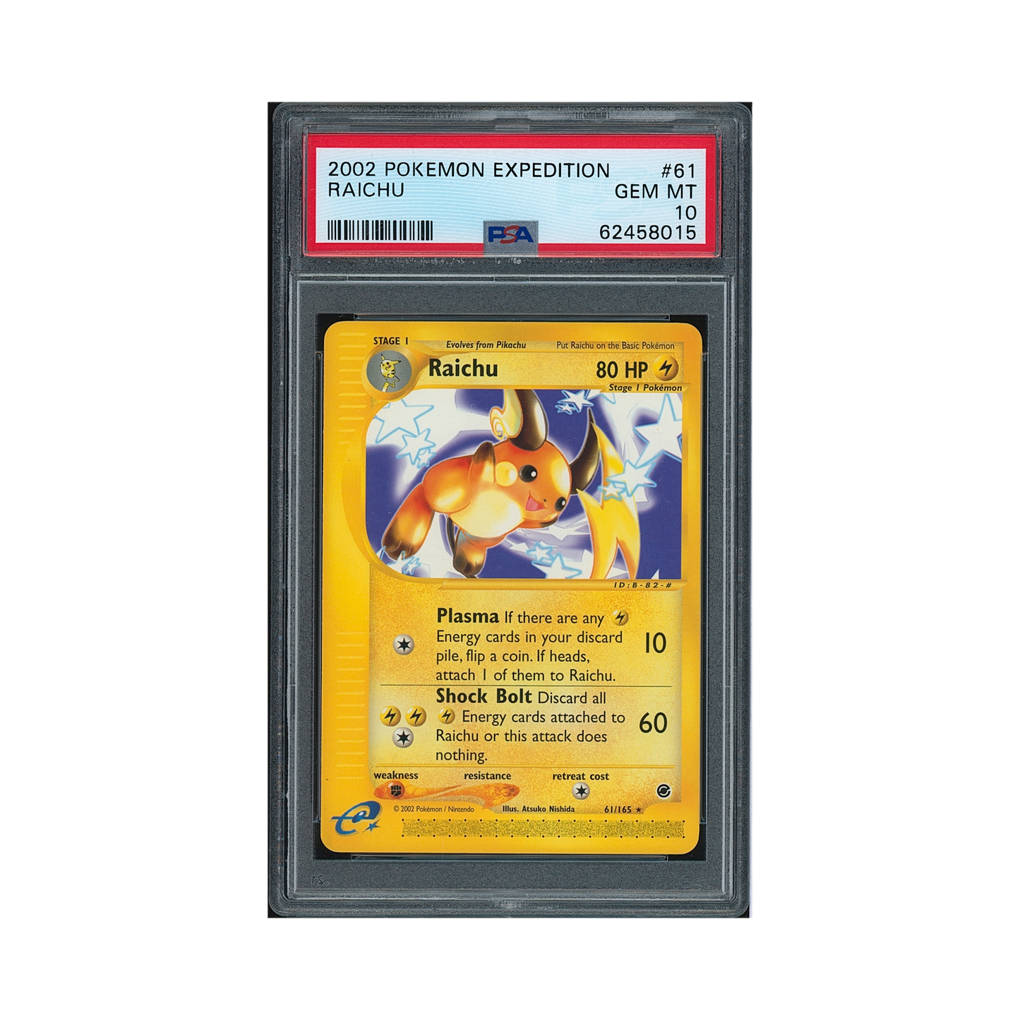 2002 Pokémon Expedition Raichu #61 PSA 10