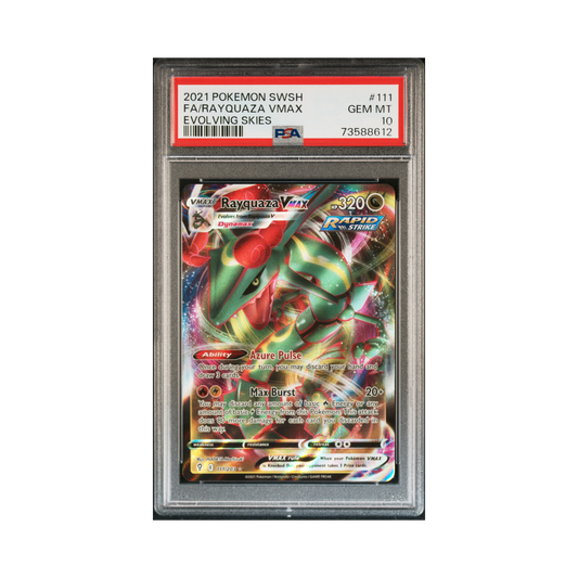 2021 Pokémon Sword & Shield Evolving Skies Rayquaza VMAX #111 PSA 10
