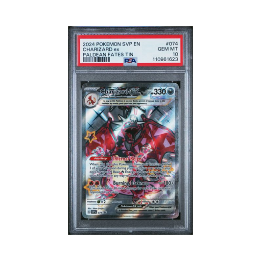2024 Pokemon S&V Paldean Fates Tin Promo Charizard Ex PSA 10