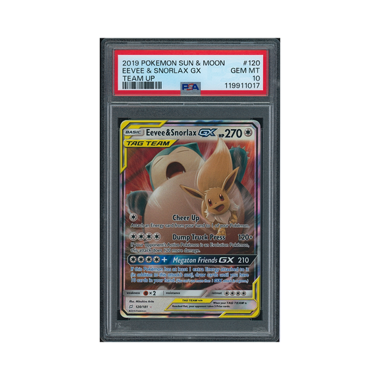 2019 Pokemon Sun & Moon Team Up Eevee & Snorlax GX #120 PSA 10