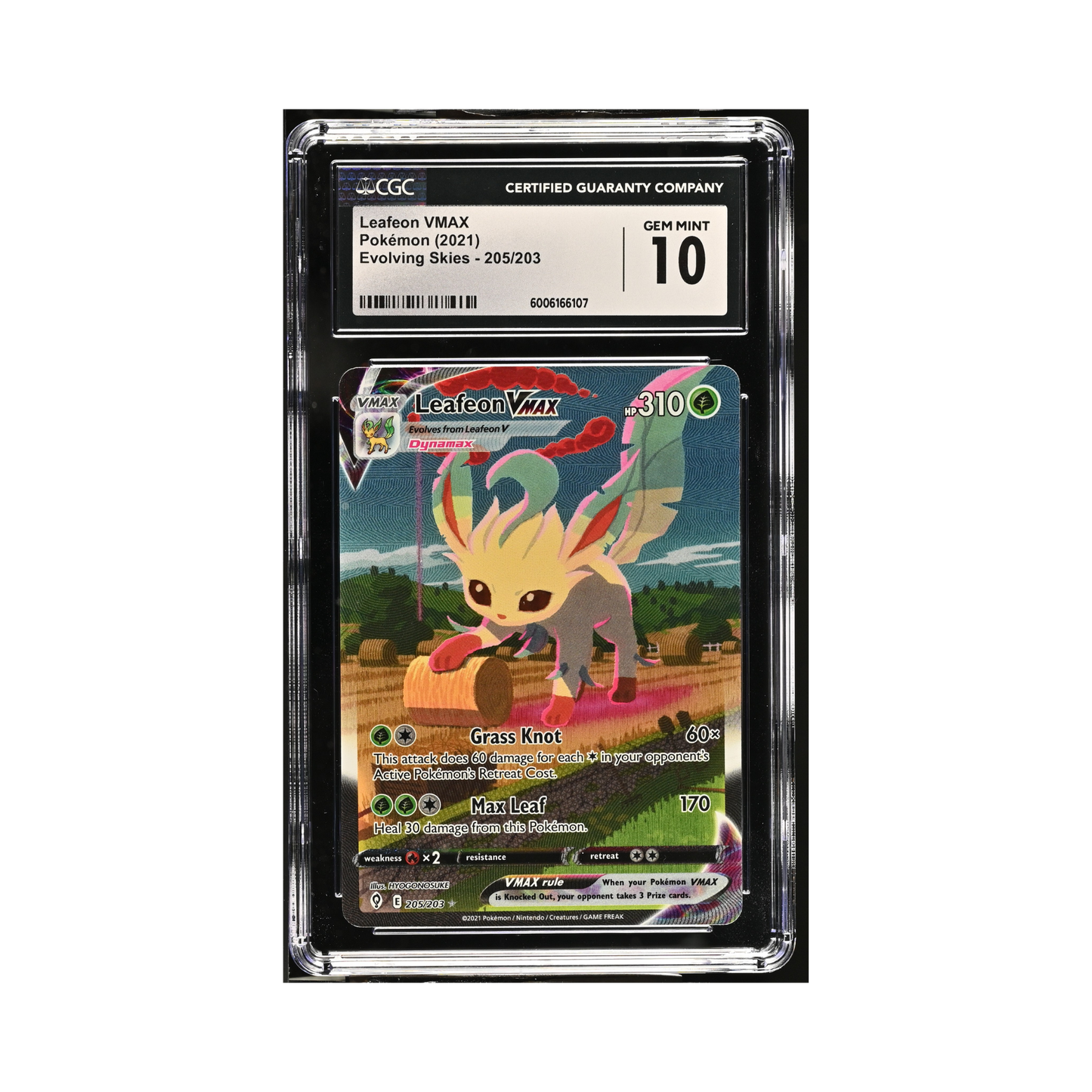 2021 Pokemon Evolving Skies Leafeon Vmax #205 CGC Gem Mint 10