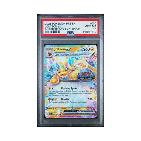 2025 Pokemon S&V Prismatic Evolution Surprise Box Promo Jolteon Ex #30 PSA 10