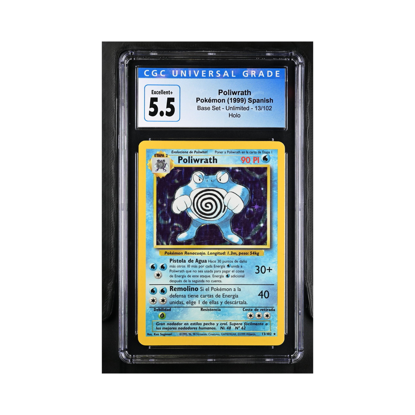 1999 Pokemon Base Set Unlimited Poliwrath #13 CGC 5.5
