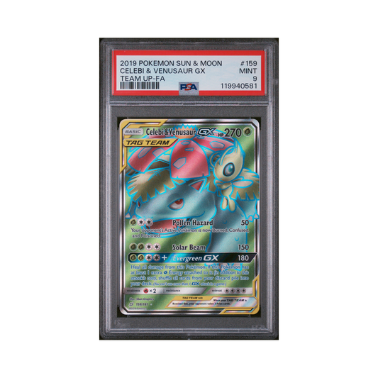 2019 Pokémon Sun & Moon Team Up Celebi & Venusaur GX #159 PSA 9