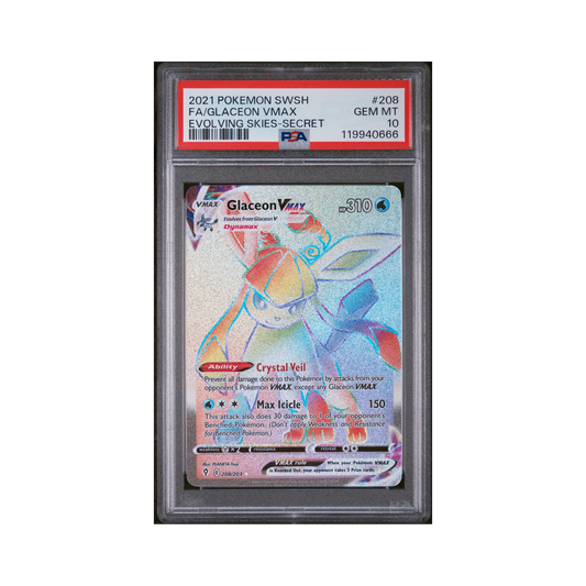 2021 Pokémon Sword & Shield Evolving Skies Glaceon VMAX #208 PSA 10